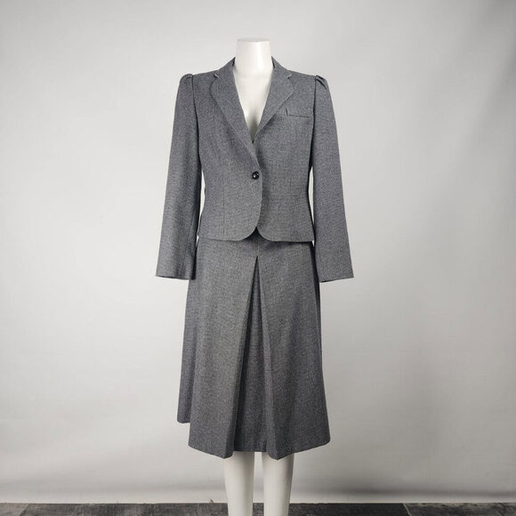 Vintage Chorus Line Grey Wool Blend Blazer & Skirt Set Size 11/12 - Picture 1 of 14